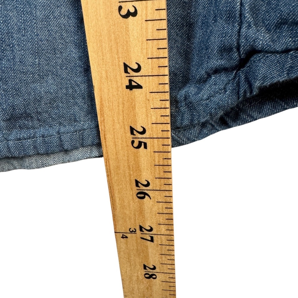 Draper James Small Denim Chambray Ruffle Button Down Top Cottagecore Preppy - Picture 6 of 6
